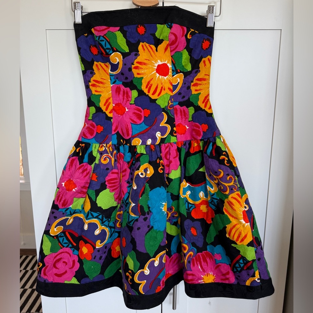 A.J. Bari Vibrant Multicolor Strapless Dress